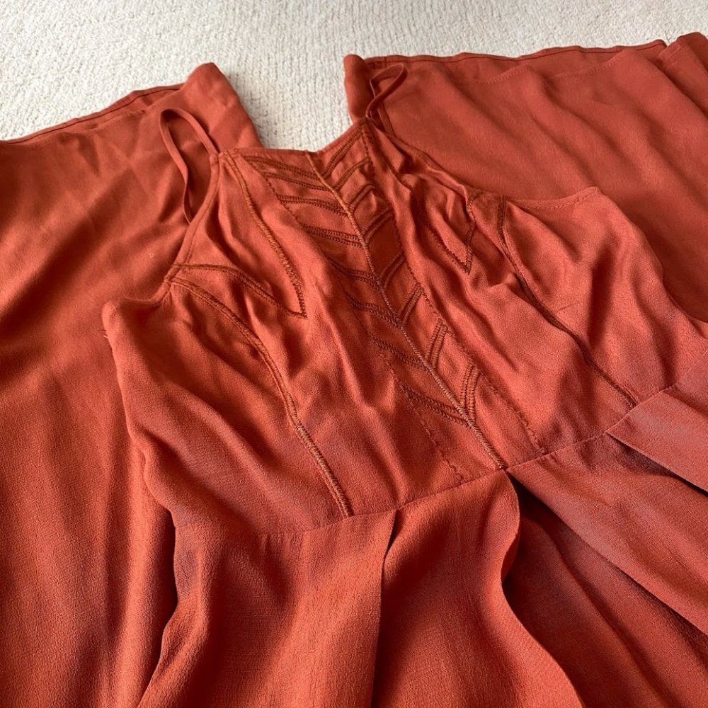 ASTR the label Rust Orange Wide Leg Jumpsuit